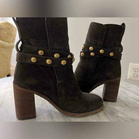 SeeBy Chloe Lyna Suede Buckle Boots Size 6 - Picture 6 of 8